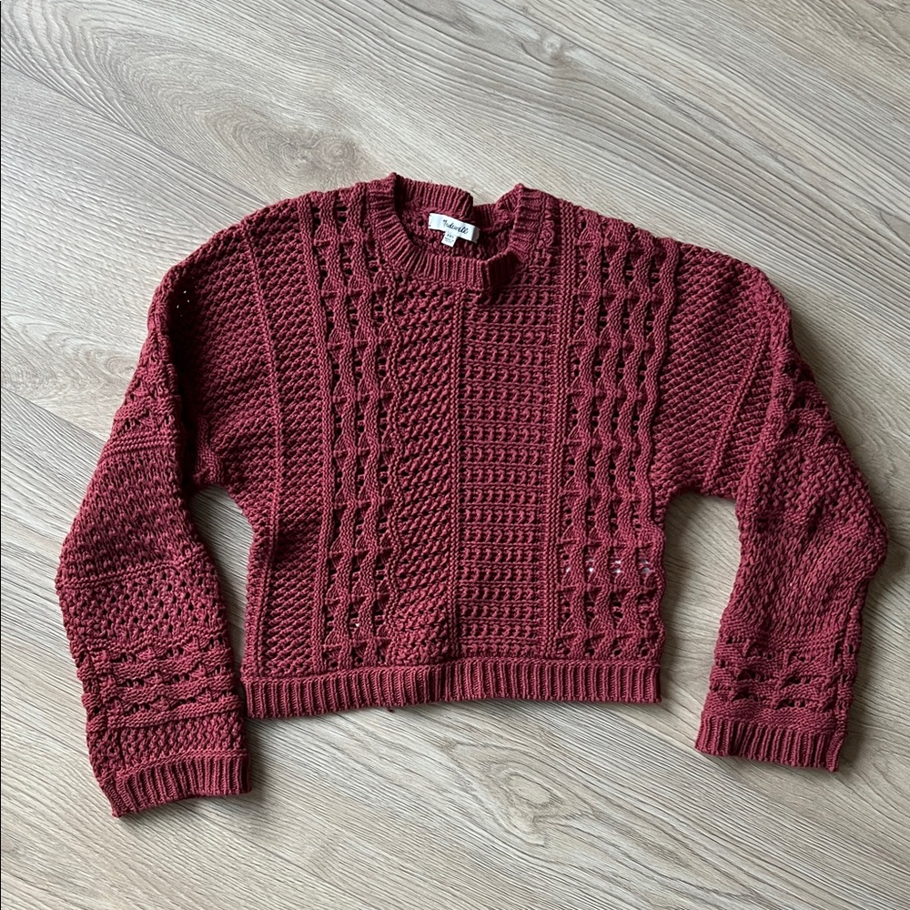 Madewell Burgundy Cable Knit Sweater